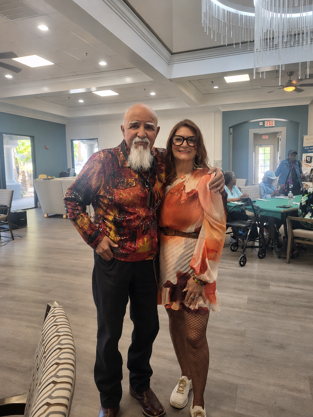 Laurie and Raul together at a senior community event